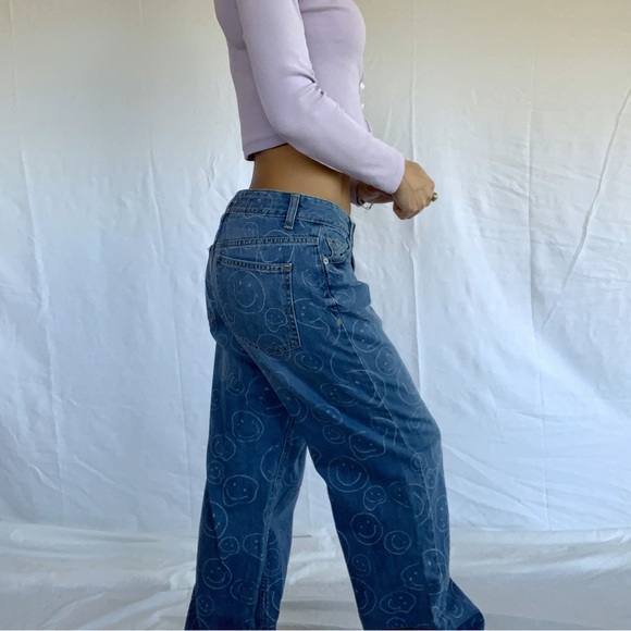 SOLD ❌ New Baggy jeans smiley printed faces size 27 - Picture 2 of 14